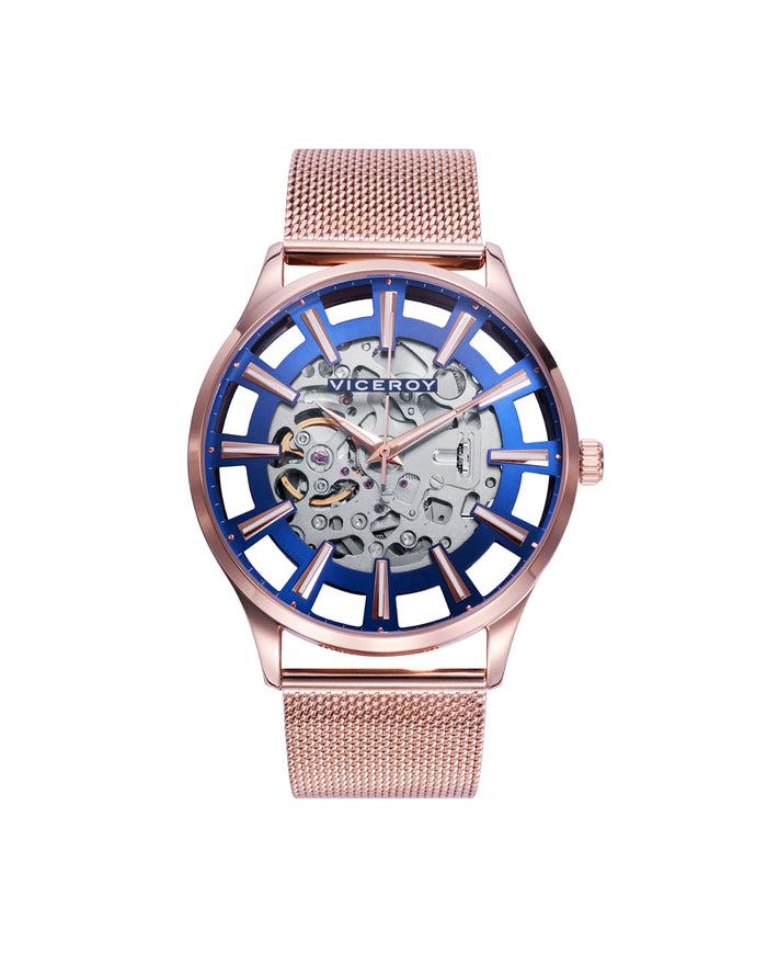 viceroy Reloj de hombre Beat automático con caja y brazalete de acero en Ip rosa