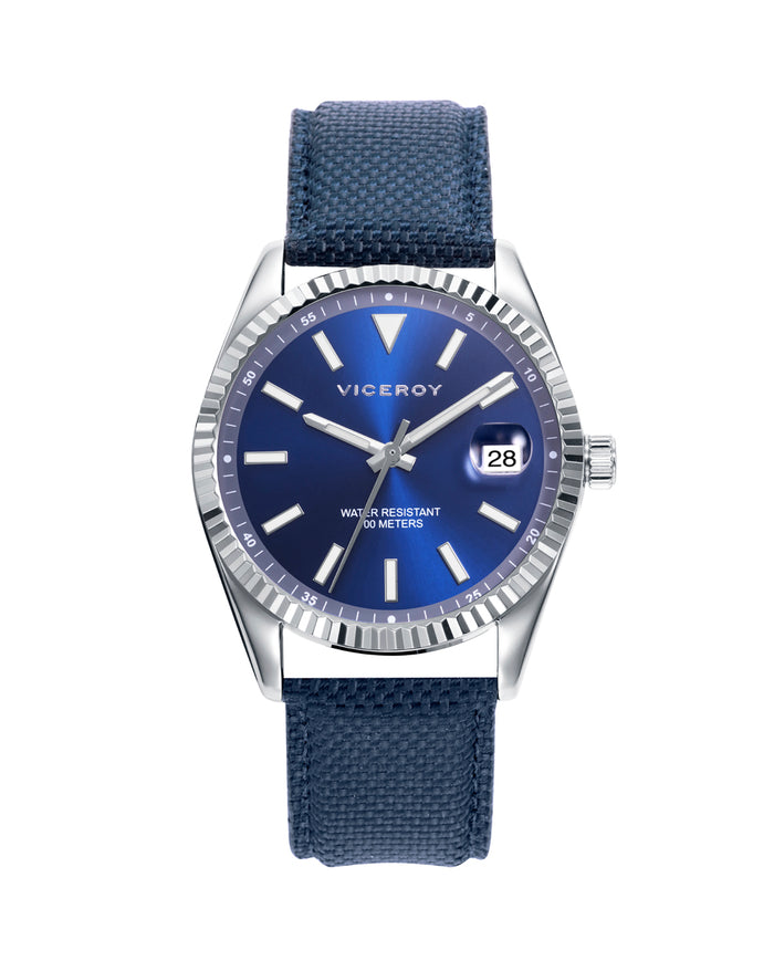 viceroy Reloj de hombre Chic con caja de acero y correa de nylon azul