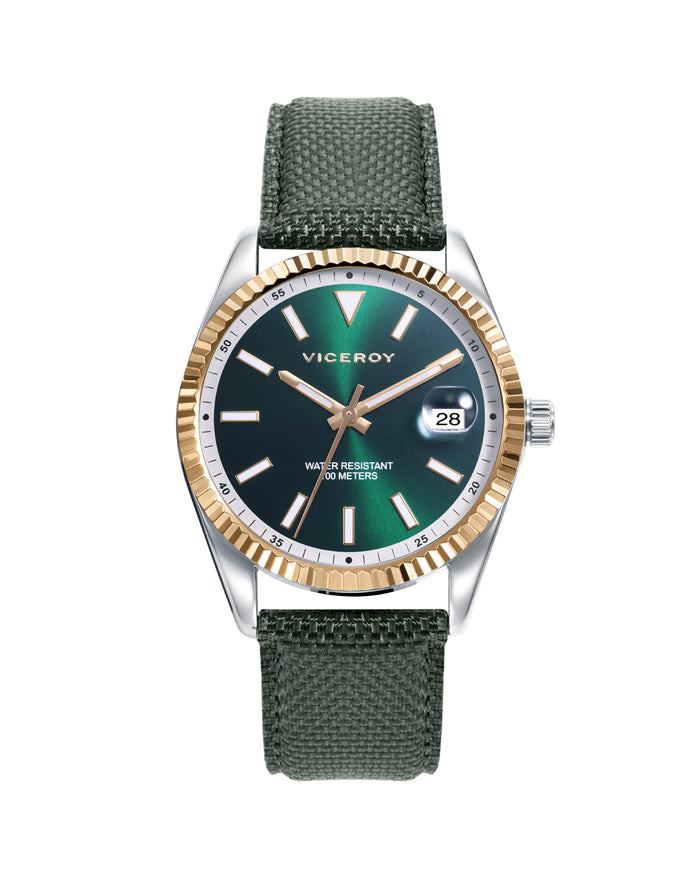 viceroy Reloj de hombre Chic con caja de acero y correa de nylon verde