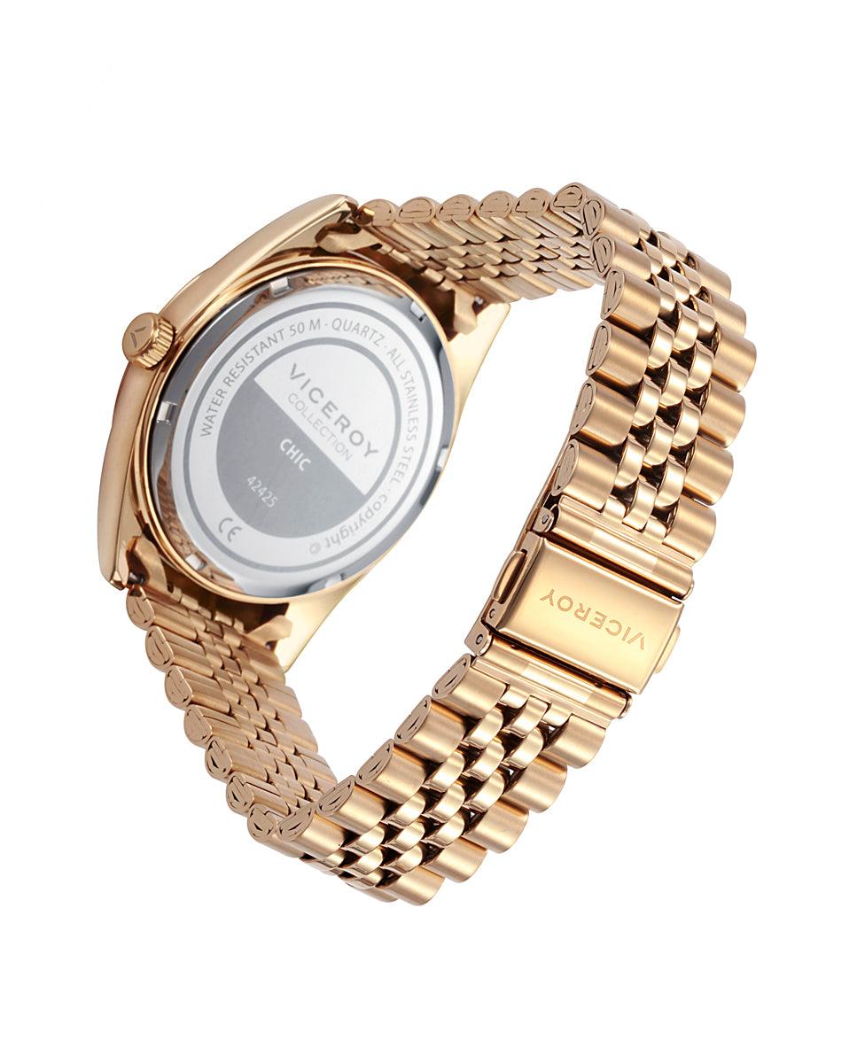 Viceroy Reloj De Hombre Chic De Acero Con Esfera Negra Y Correa IP Dorado