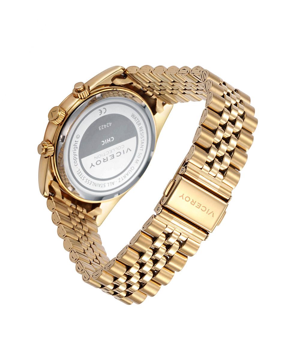 Viceroy Reloj De Hombre Chic De Acero Multifunción Con Esfera Dorada IP Dorado