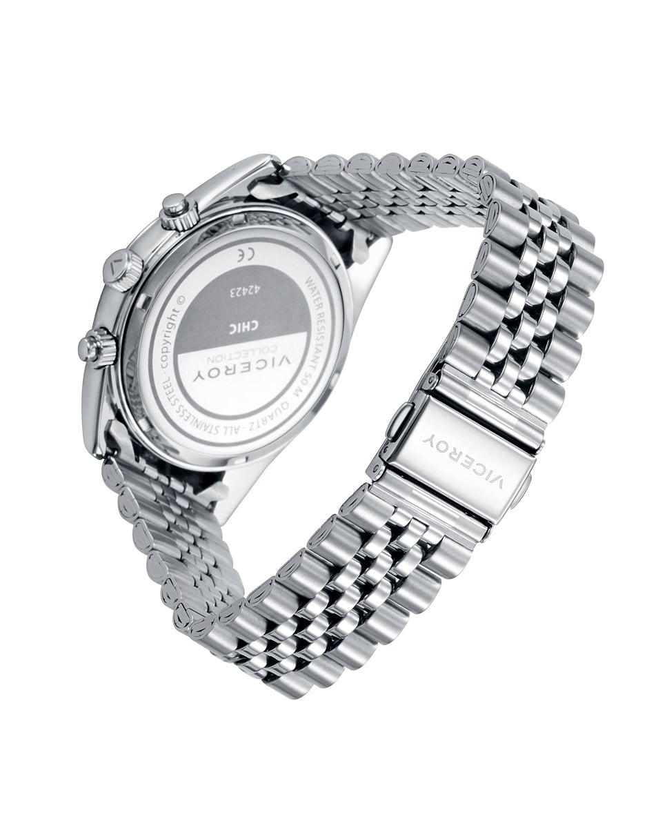 Viceroy Reloj De Hombre Chic De Acero Multifunción Dual Time Con Esfera Azul