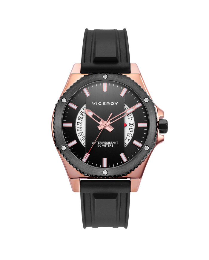 viceroy Reloj de hombre colección MAGNUM con caja de acero y correa de silicona negra