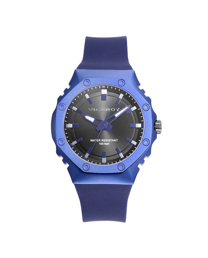 viceroy Reloj de hombre con caja de aluminio y correa de silicona azul oscuro