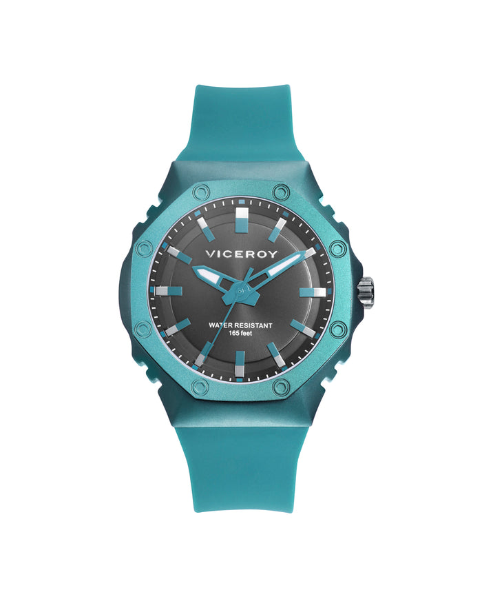 viceroy Reloj de hombre con caja de aluminio y correa de silicona verde oscuro
