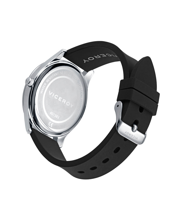 Viceroy Reloj De Hombre Con Correa De Silicona Negra Y Esfera Blanca Con Movimiento De Cuarzo