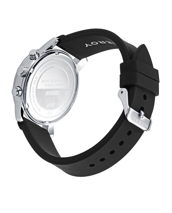 Viceroy Reloj De Hombre Con Correa De Silicona Y Esfera Negra Con Cronógrafo