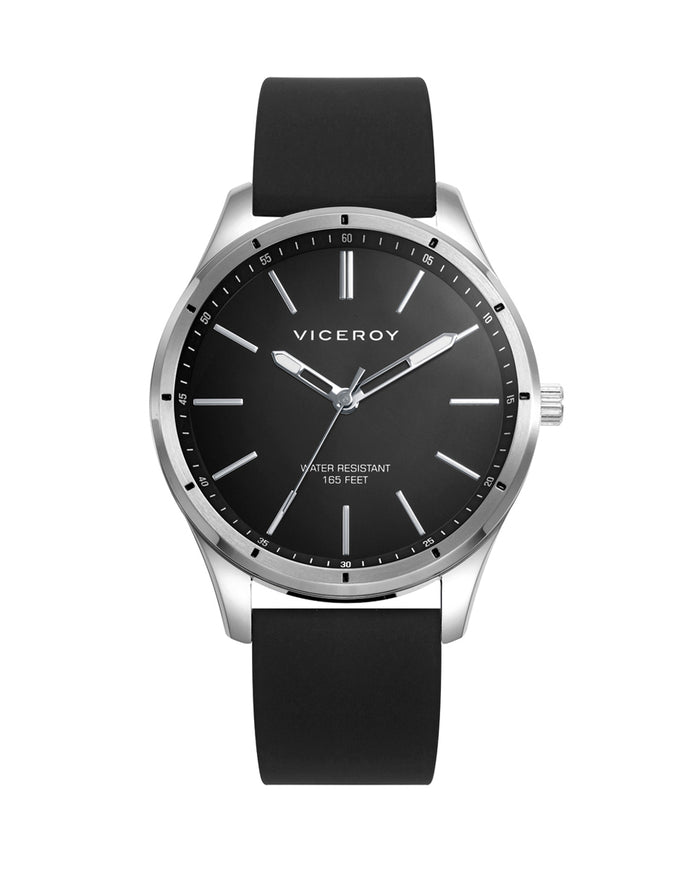 viceroy Reloj de hombre con correa de silicona y esfera negra con movimiento de cuarzo