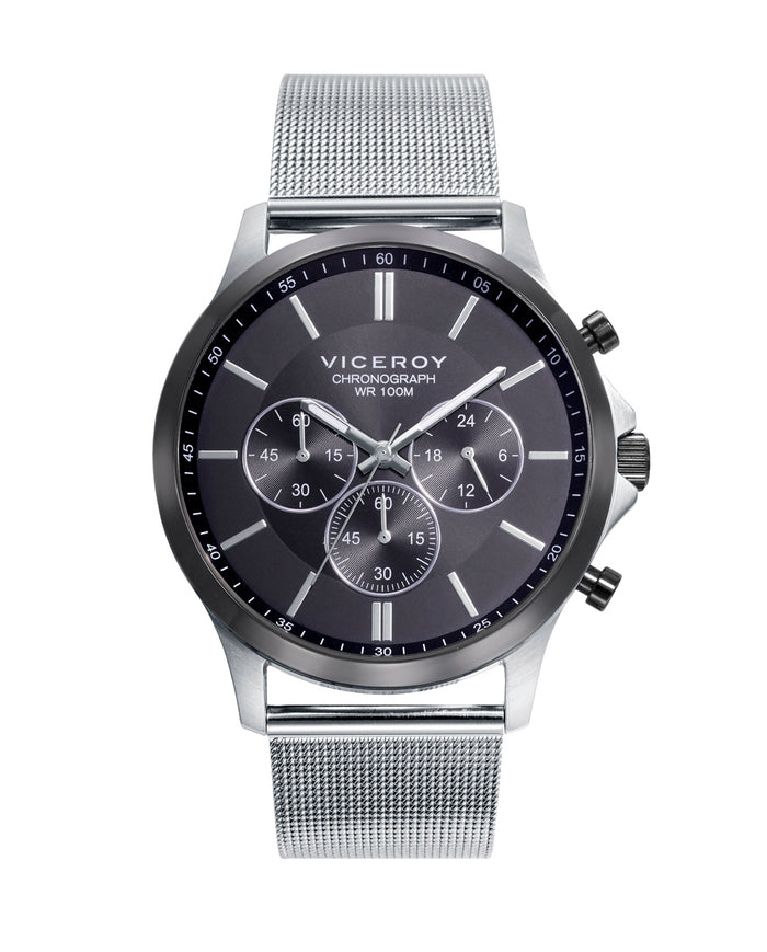 viceroy Reloj de hombre Dress con caja y malla milanesa de acero en IP gris