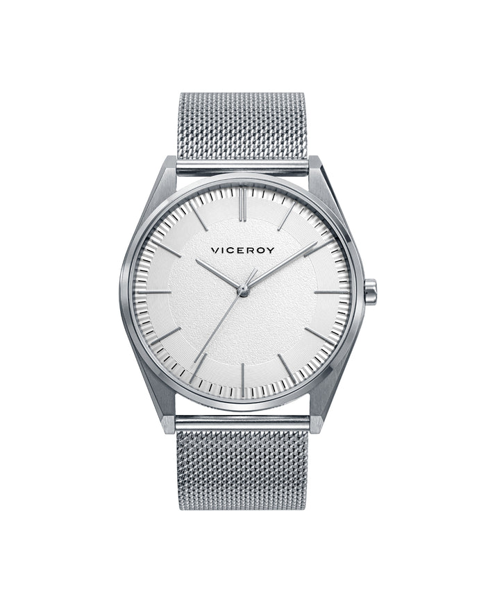 viceroy Reloj de hombre Dress de acero 3 agujas y malla milanesa