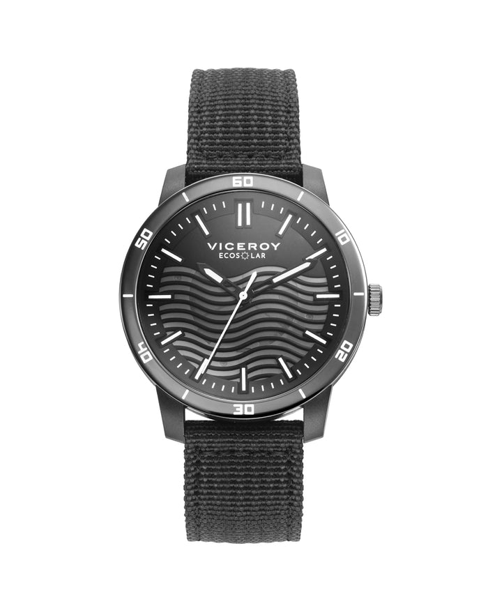 viceroy Reloj de hombre Ecosolar con caja de plástico reciclado y correa de nylon reciclado en negro