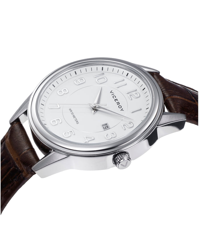 Viceroy Reloj De Hombre Grand 3 Agujas De Acero Y Correa De Piel Marrón