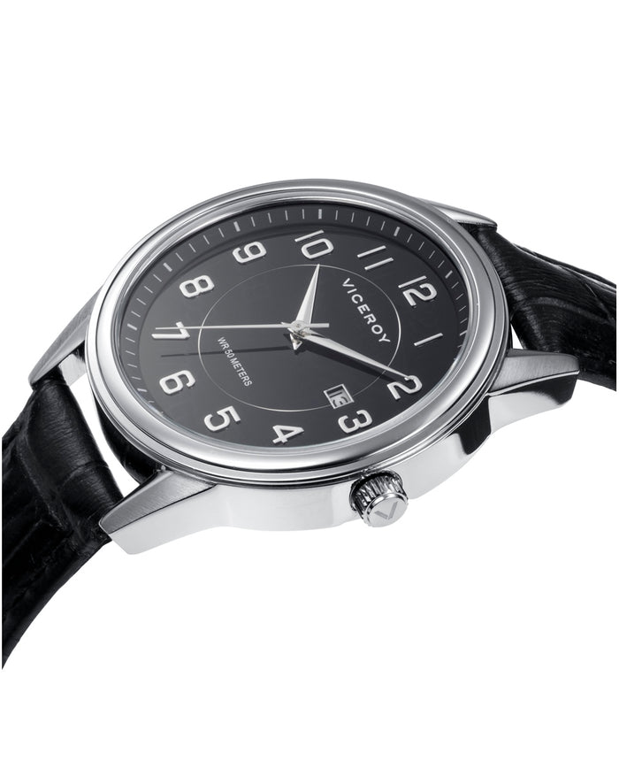 Viceroy Reloj De Hombre Grand 3 Agujas De Acero Y Correa De Piel Negra