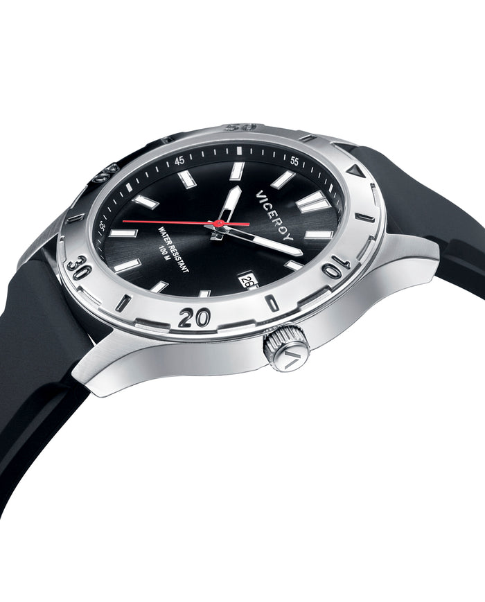 Viceroy Reloj De Hombre Heat 3 Agujas De Acero Y Correa Negra