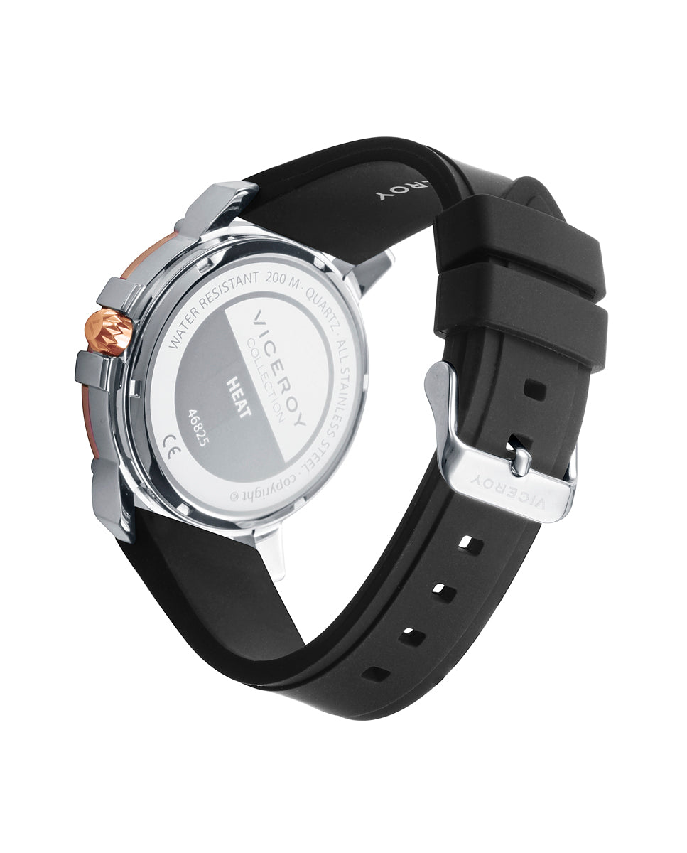 Viceroy Reloj De Hombre Heat Con Caja De Acero Y Correa De Caucho Negro