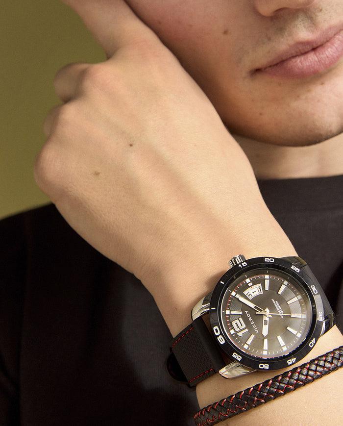 Viceroy Reloj De Hombre Heat Con Caja De Acero Y Correa Negra De Silicona