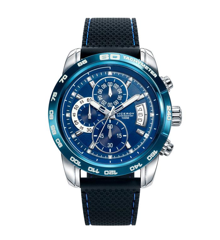 Viceroy Reloj De Hombre Heat Cronógrafo De Acero Con IP Azul Y Correa De Silicona Negra