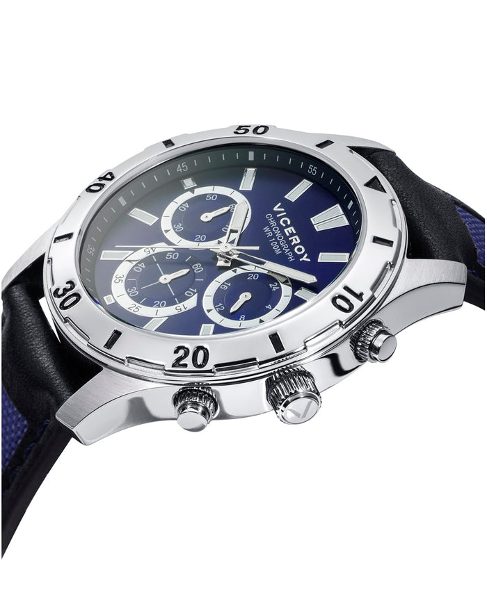 Viceroy Reloj De Hombre Heat Cronógrafo De Acero Y Correa De Nylon Y Piel