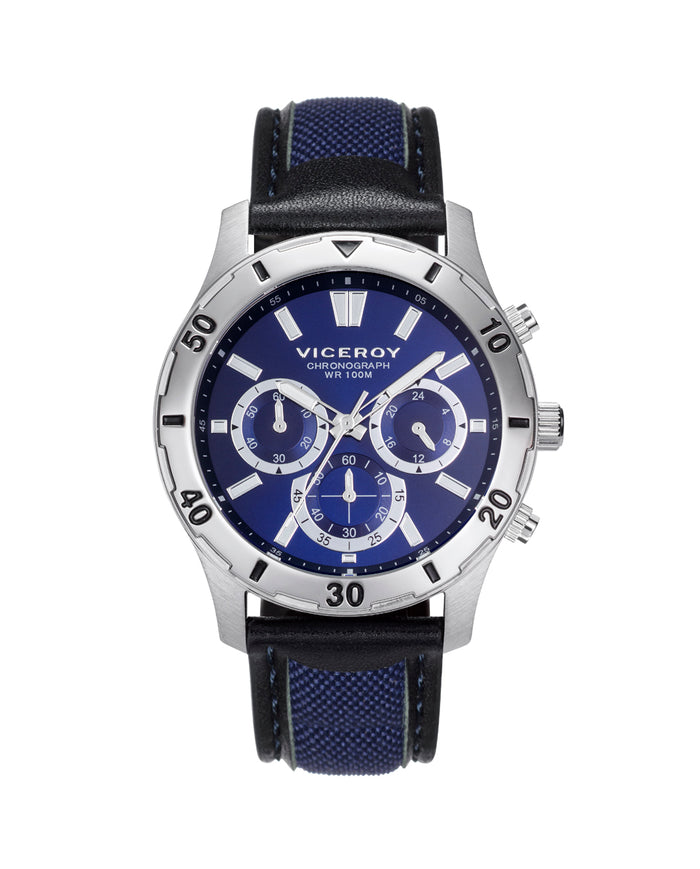 viceroy Reloj de hombre Heat cronógrafo de acero y correa de nylon y piel