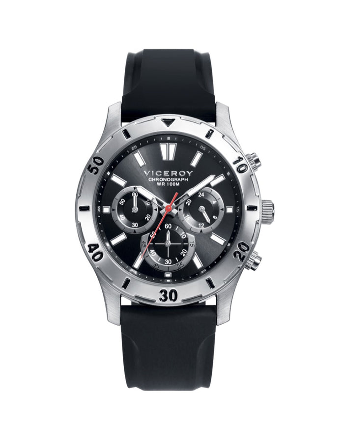 viceroy Reloj de hombre Heat cronográfo de acero y correa negra