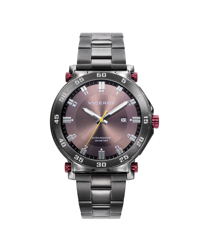 viceroy Reloj de hombre Heat de acero con esfera gris y correa IP gris