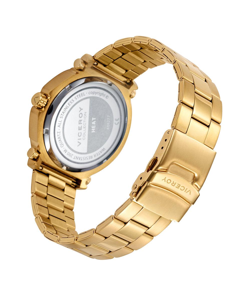 Viceroy Reloj De Hombre Heat De Acero Con Esfera Negra Y Correa IP Dorado