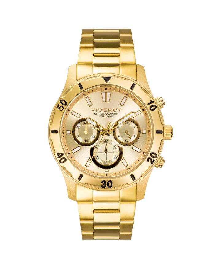 viceroy Reloj de hombre Heat de acero IP dorado con cronógrafo