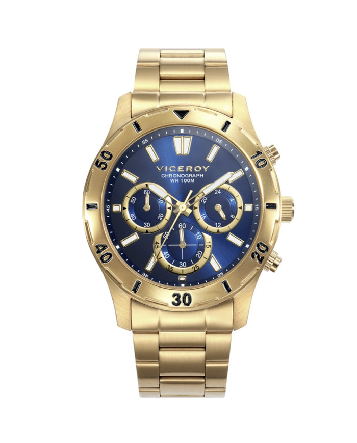 viceroy Reloj de hombre Heat de acero IP dorado y cronógrafo