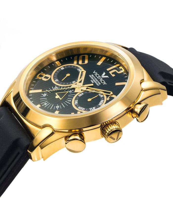 Viceroy Reloj De Hombre Magnum Multifunción De Acero Con IP Dorado Y Correa De Silicona Negra
