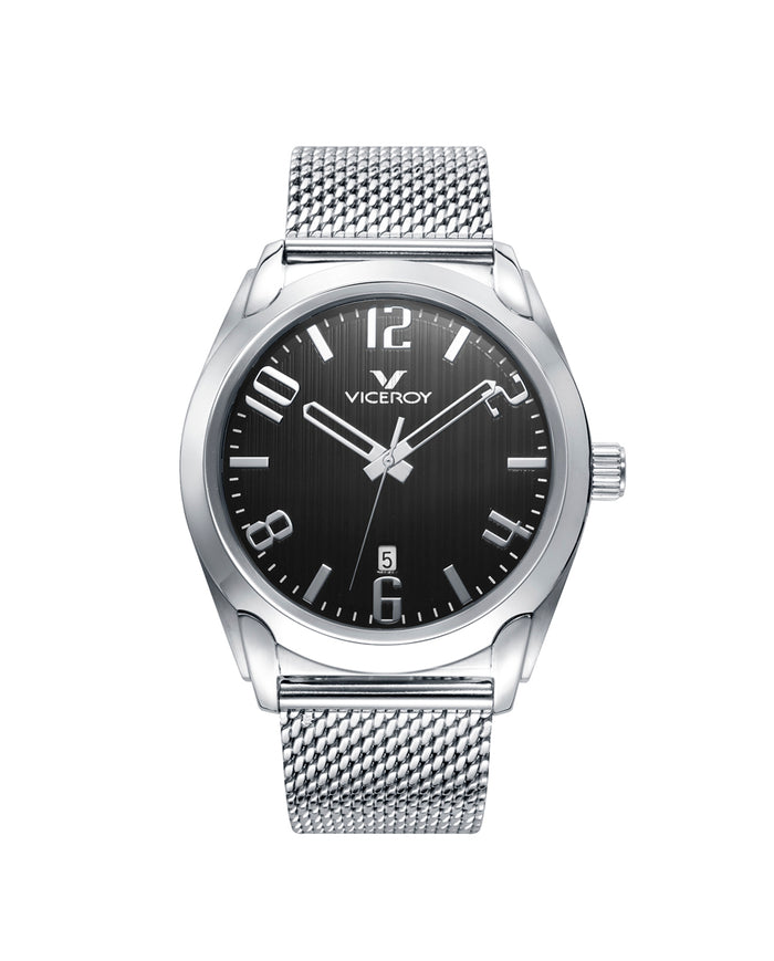 viceroy Reloj de hombre Magnum tres agujas de acero con con malla milanesa