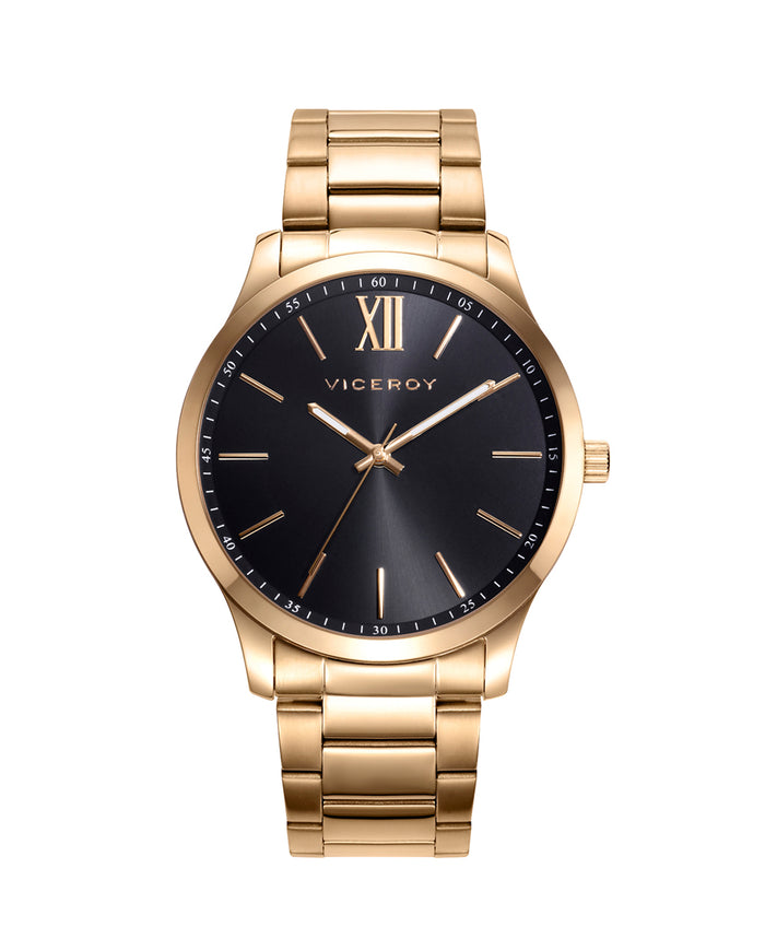 viceroy Reloj de hombre Magnum tres agujas de acero correa de Ip dorado