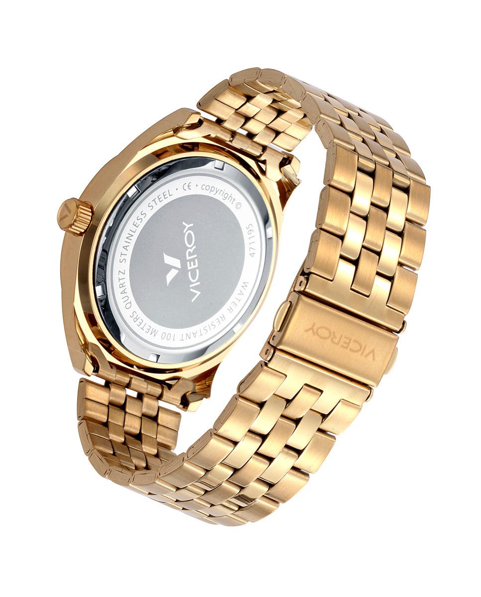 Viceroy Reloj De Hombre Magnum Tres Agujas De Acero Ip Dorado Con Malla Milanesa