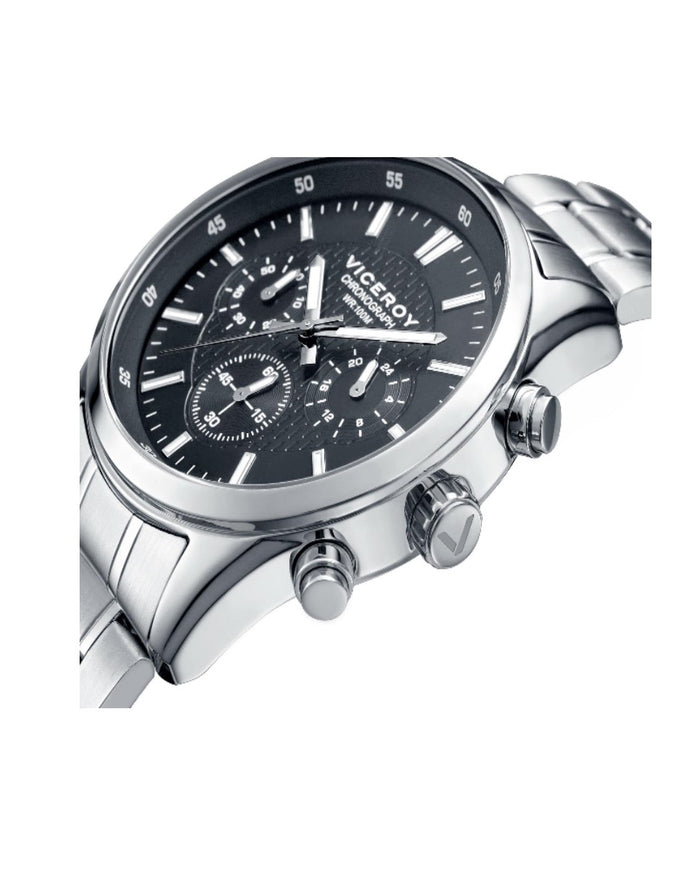 Viceroy Reloj De Hombre Viceroy Cronógrafo De Acero Con Esfera Negra
