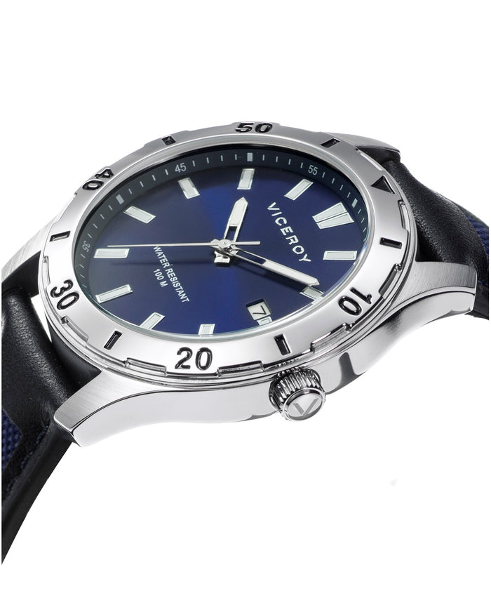 Viceroy Reloj De Honbre Heat 3 Agujas De Acero Y Correa De Nylon Y Piel