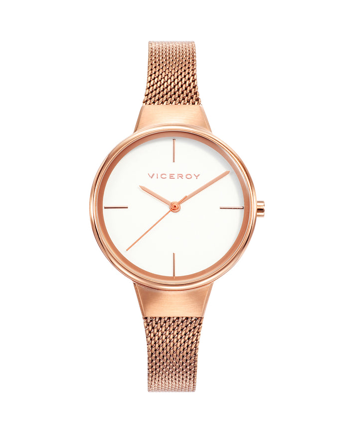viceroy Reloj de mujer Air 42350-07 de acero con IP rosa y malla milanesa