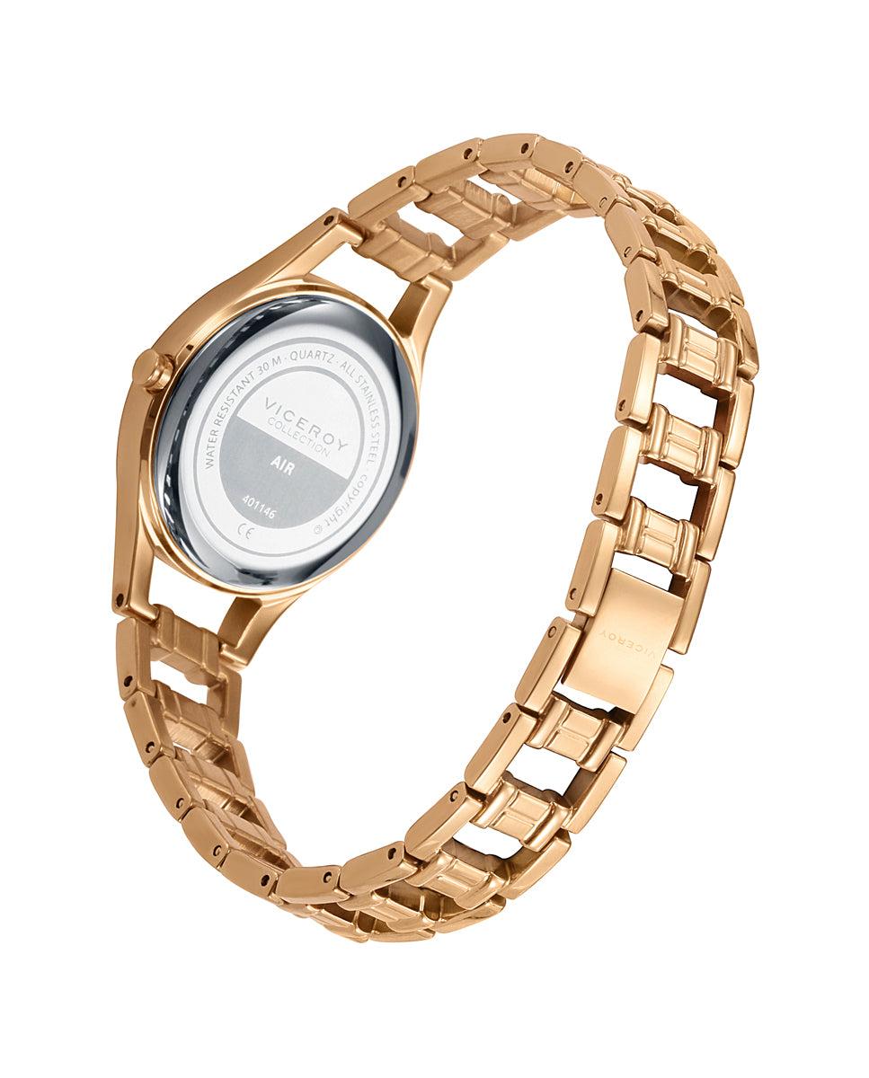 Viceroy Reloj De Mujer Air Tres Agujas De Acero Ip Dorada Y Esfera Blanca