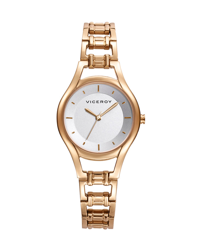 viceroy Reloj de mujer Air tres agujas de acero Ip dorada y esfera blanca