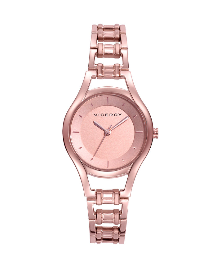 viceroy Reloj de mujer Air tres agujas de acero Ip rosa y esfera rosa