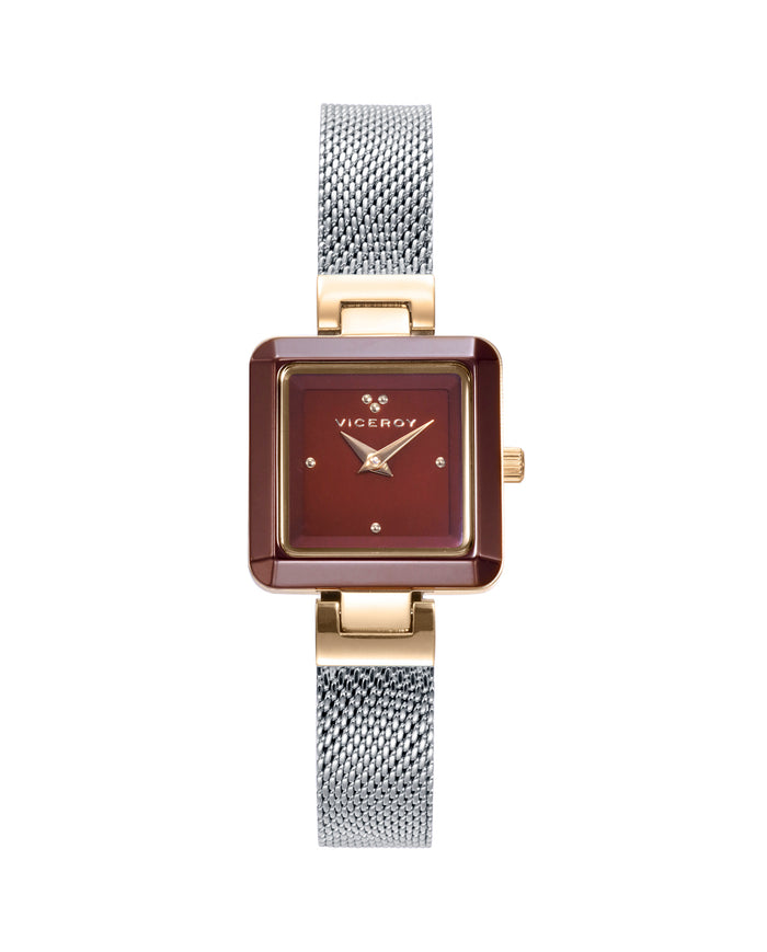 viceroy Reloj de Mujer Cerámica caja Ip dorado y malla milanesa de acero