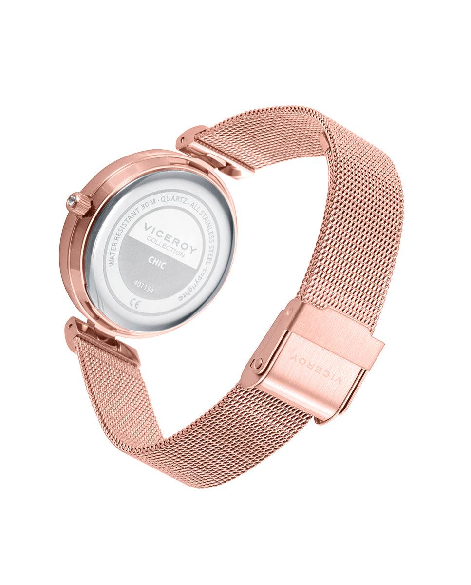 Viceroy Reloj De Mujer Chic Con Caja Y Malla Milanesa De Acero En IP Rosa