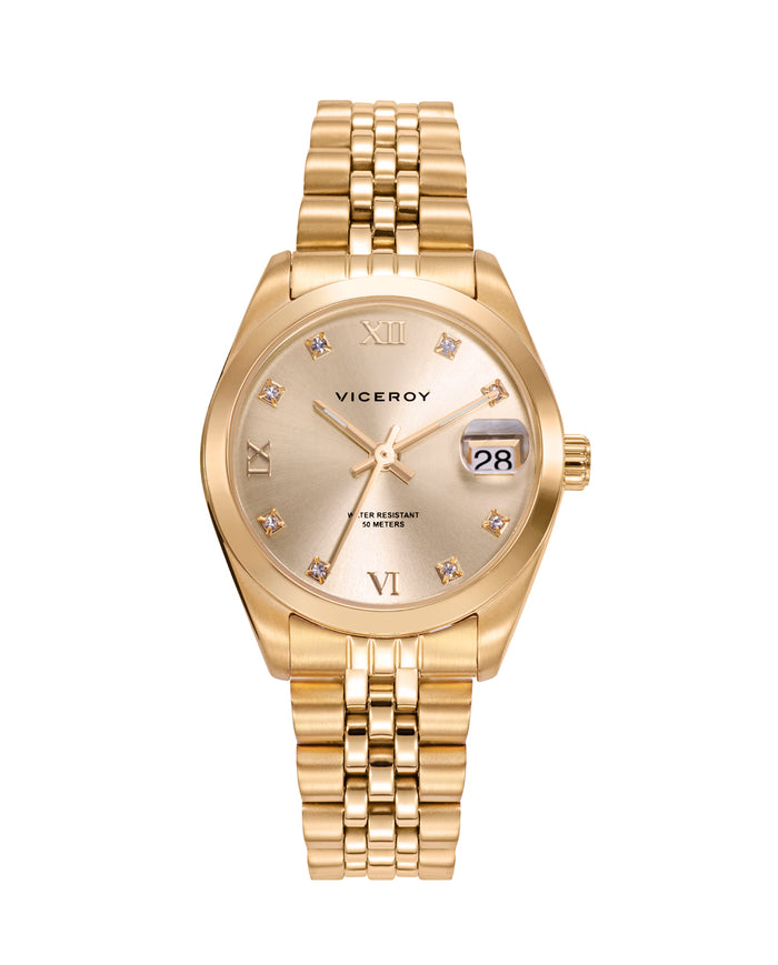viceroy Reloj de mujer Chic de acero con esfera dorada IP dorado