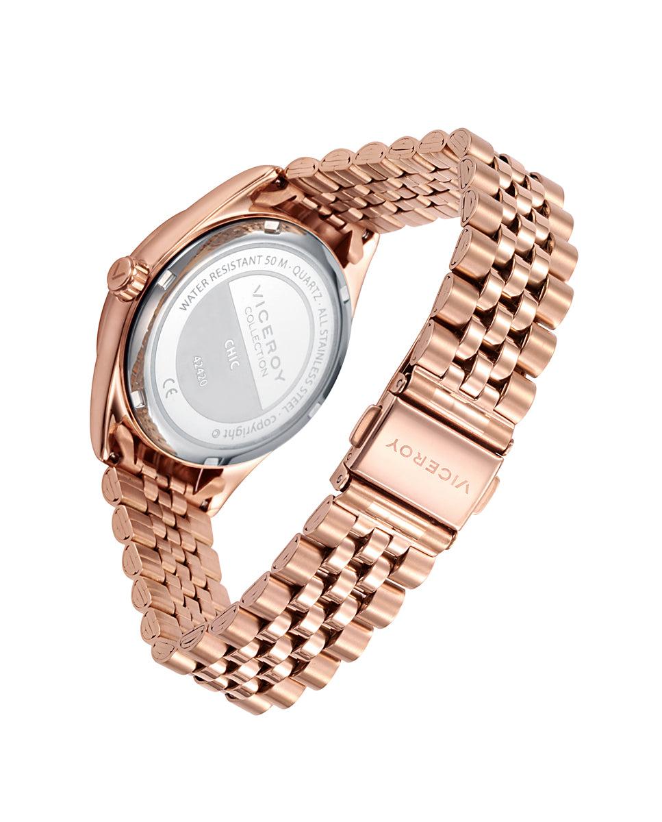 Viceroy Reloj De Mujer Chic De Acero Con Esfera Naranja IP Rosa