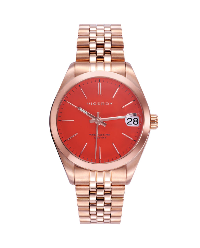 viceroy Reloj de mujer Chic de acero con esfera naranja IP rosa
