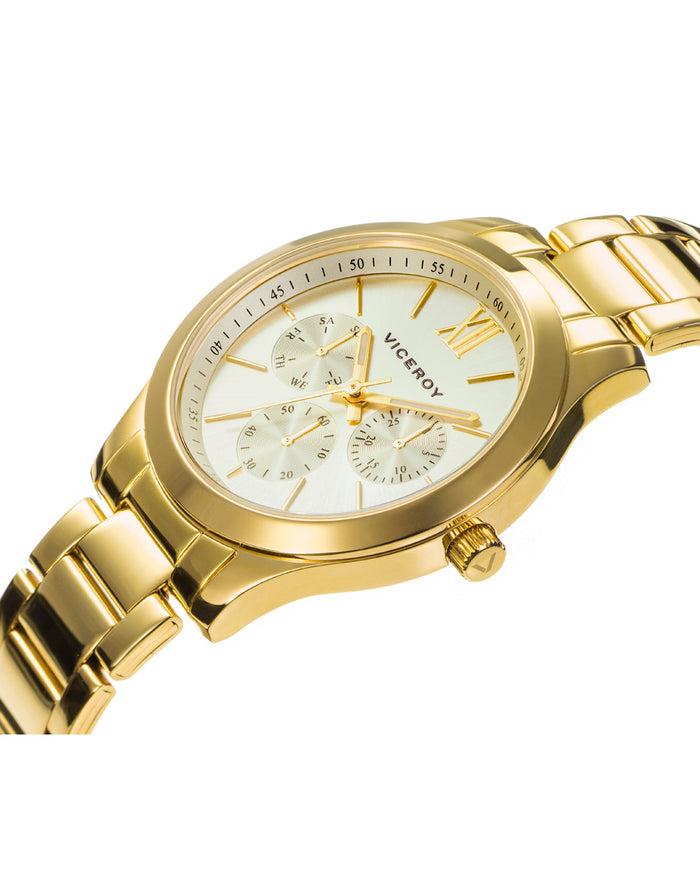 Viceroy Reloj De Mujer Chic Multifunción De Acero Con IP Dorado
