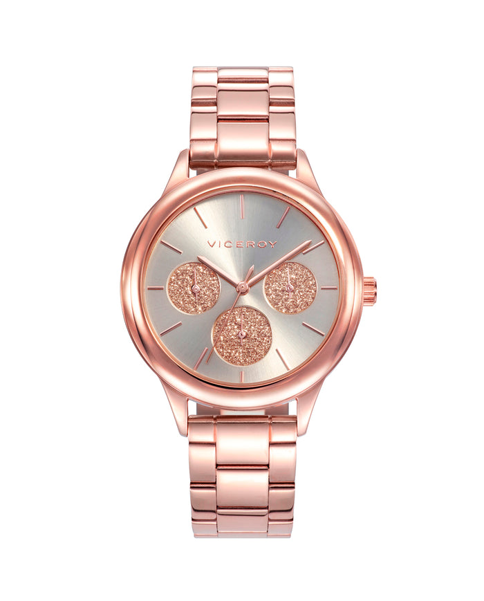 viceroy Reloj de mujer Chic multifunción de acero con IP rosa