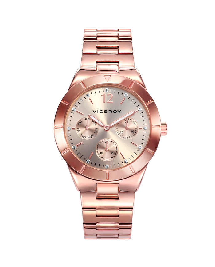 viceroy Reloj de mujer Chic multifunción de acero con IP rosa