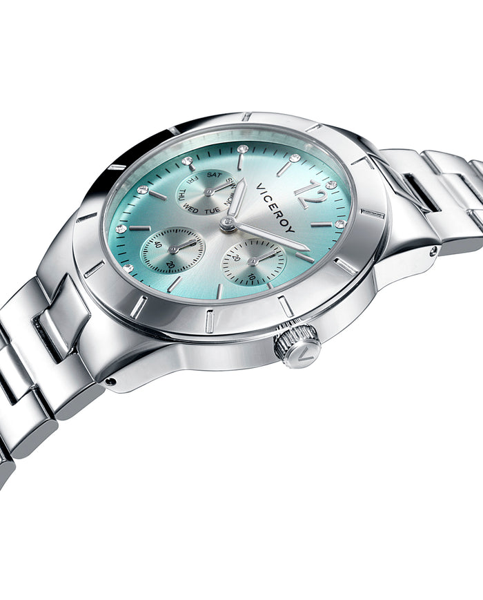 Viceroy Reloj De Mujer Chic Multifunción De Acero Y Esfera Azul