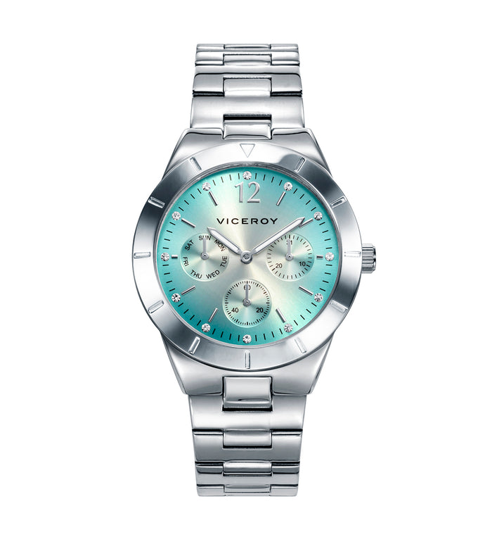 Viceroy Reloj De Mujer Chic Multifunción De Acero Y Esfera Azul