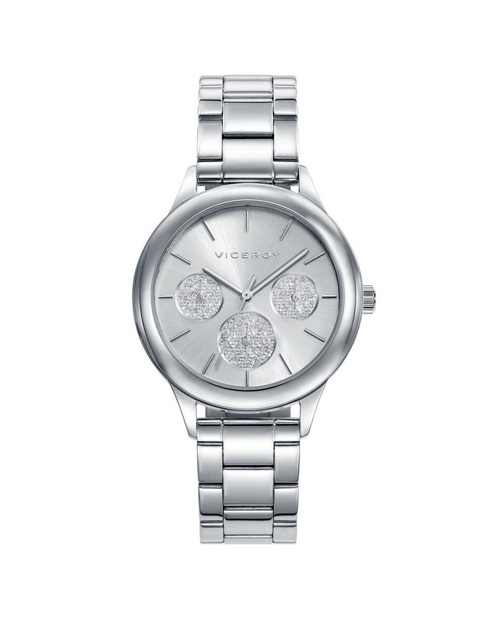 viceroy Reloj de mujer Chic multifunción de acero y esfera plateada