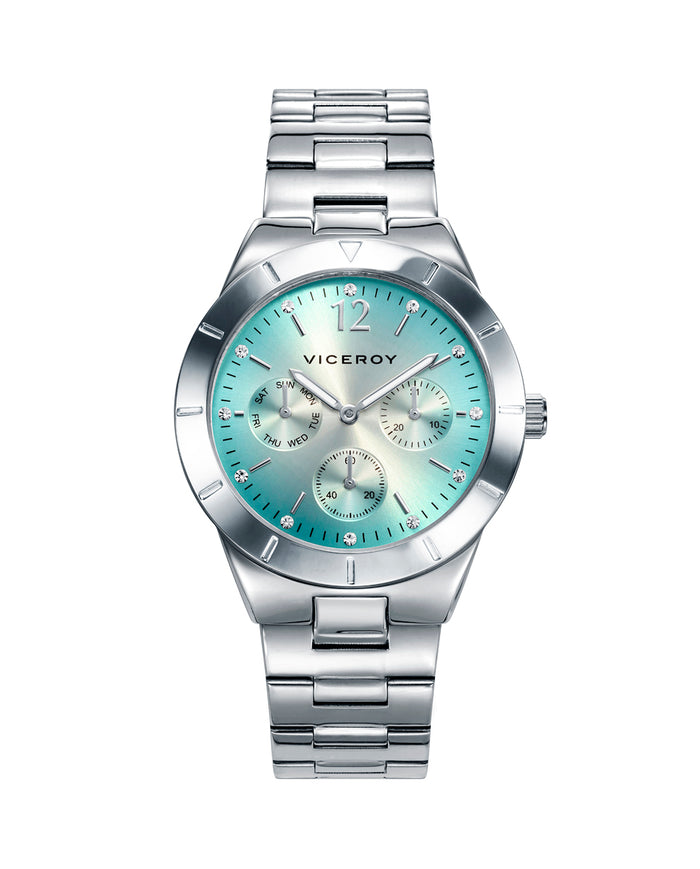 viceroy Reloj de mujer Chic multifunción de acero y esfera azul